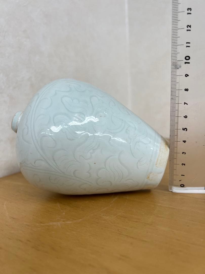 中国元時代影青釉　刻画花紋　梅瓶　骨董 美術品　唐物　 江戸　青磁　コレクション