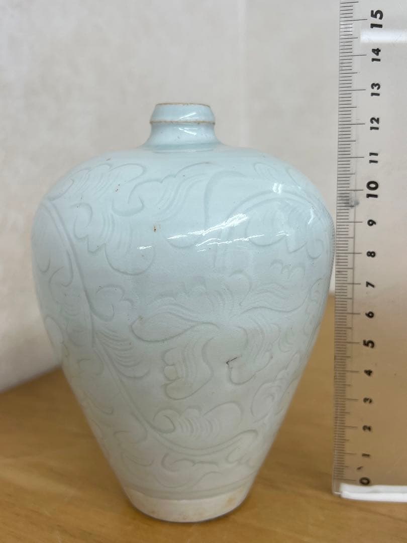 中国元時代影青釉　刻画花紋　梅瓶　骨董 美術品　唐物　 江戸　青磁　コレクション