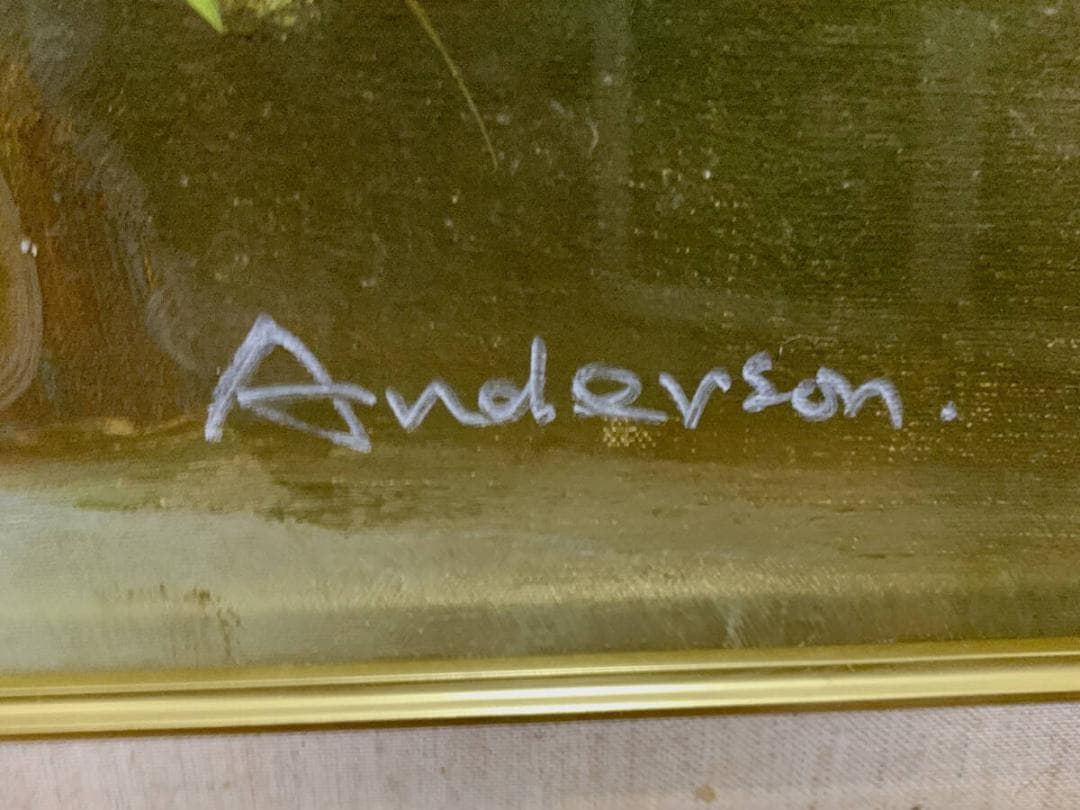 Anderson 花の油彩画 金色フレーム