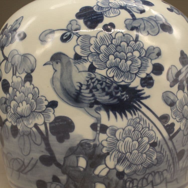 清光緒  鯖牡丹花蓋缶  景徳鎮 陶磁器 装飾品 工芸品美術品 置物
