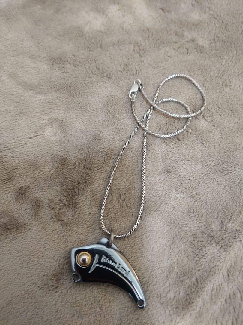 美品 希少 村田基 着用 ウォーターランド ガンメタル ネックレス 釣り ルアー