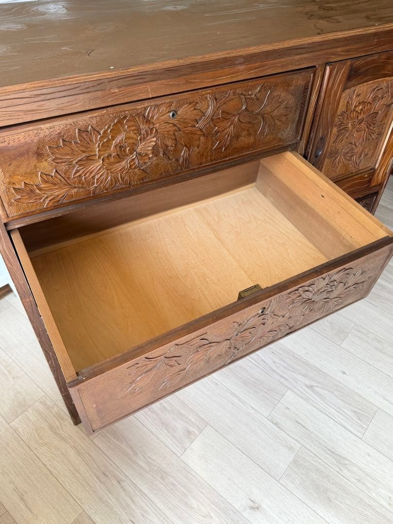 伝統工芸品 軽井沢彫 サイドボード アンティーク リメイク