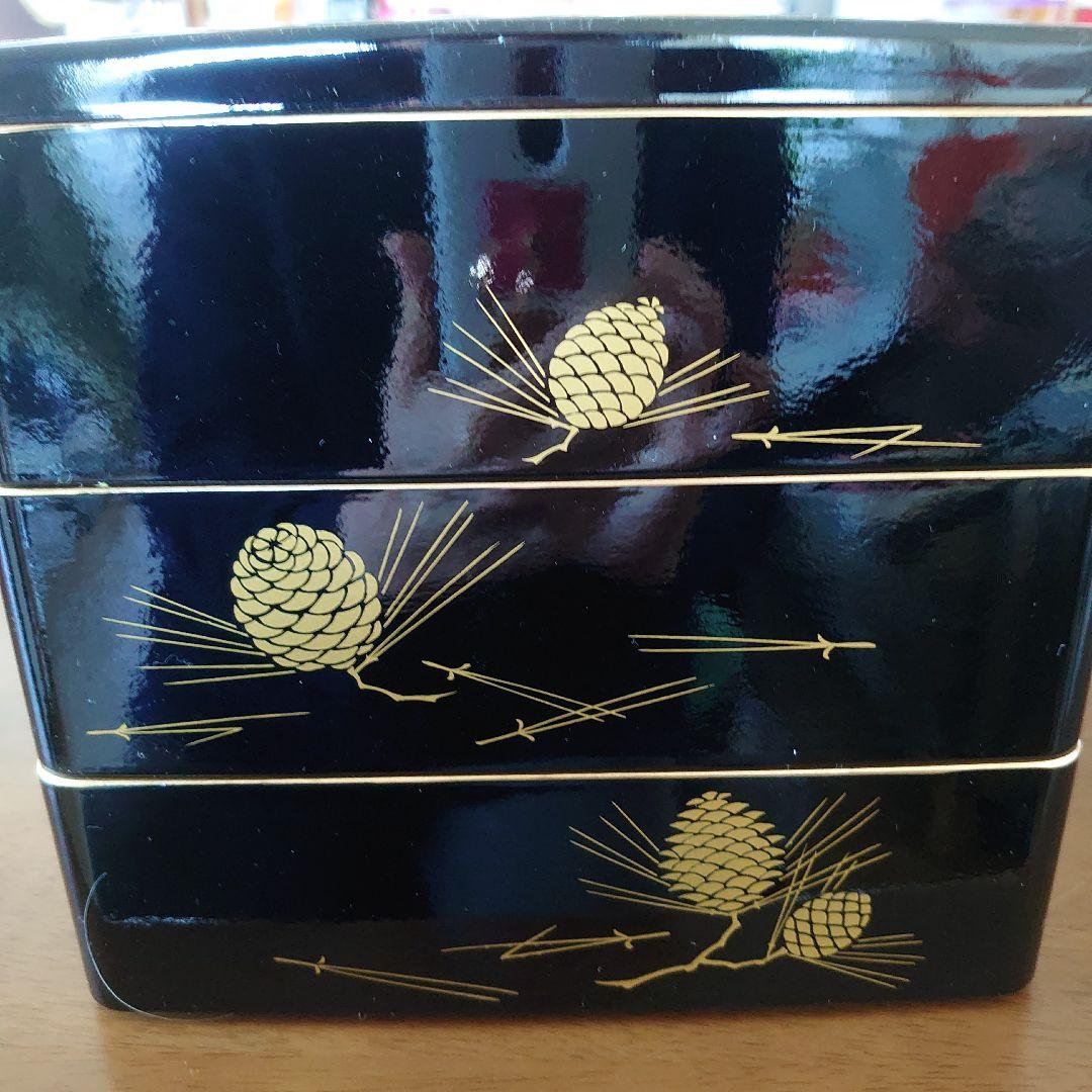 三段重箱 鶴と松の漆器