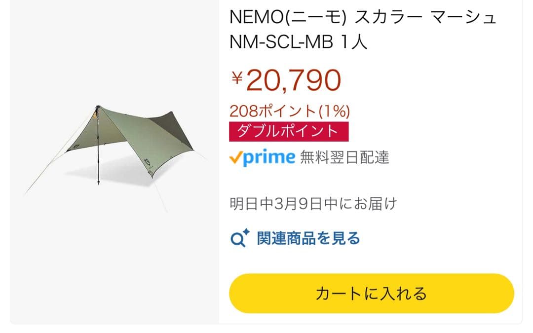 NEMO ドラゴンフライOSMO +純正マット + 純正タープ