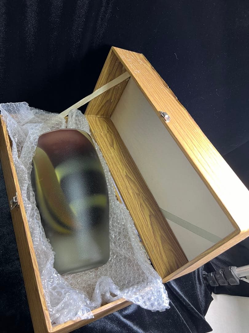 アンティーク 希少時代物昭高級ガラス側梨地加工花瓶ガラス23.5x11.5cm