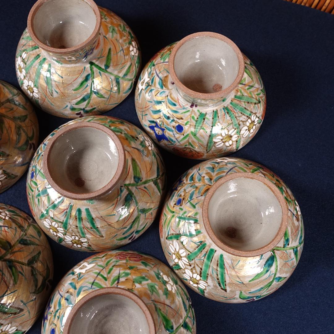 尾形乾山写 京焼名工 馬場京泉 色絵金彩 高台皿 8客