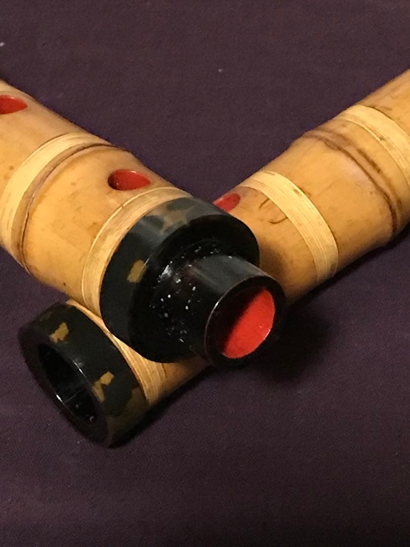 ☆尺八　琴古流　在銘　鼈甲継　約54.5センチ　約440グラム　古い尺八