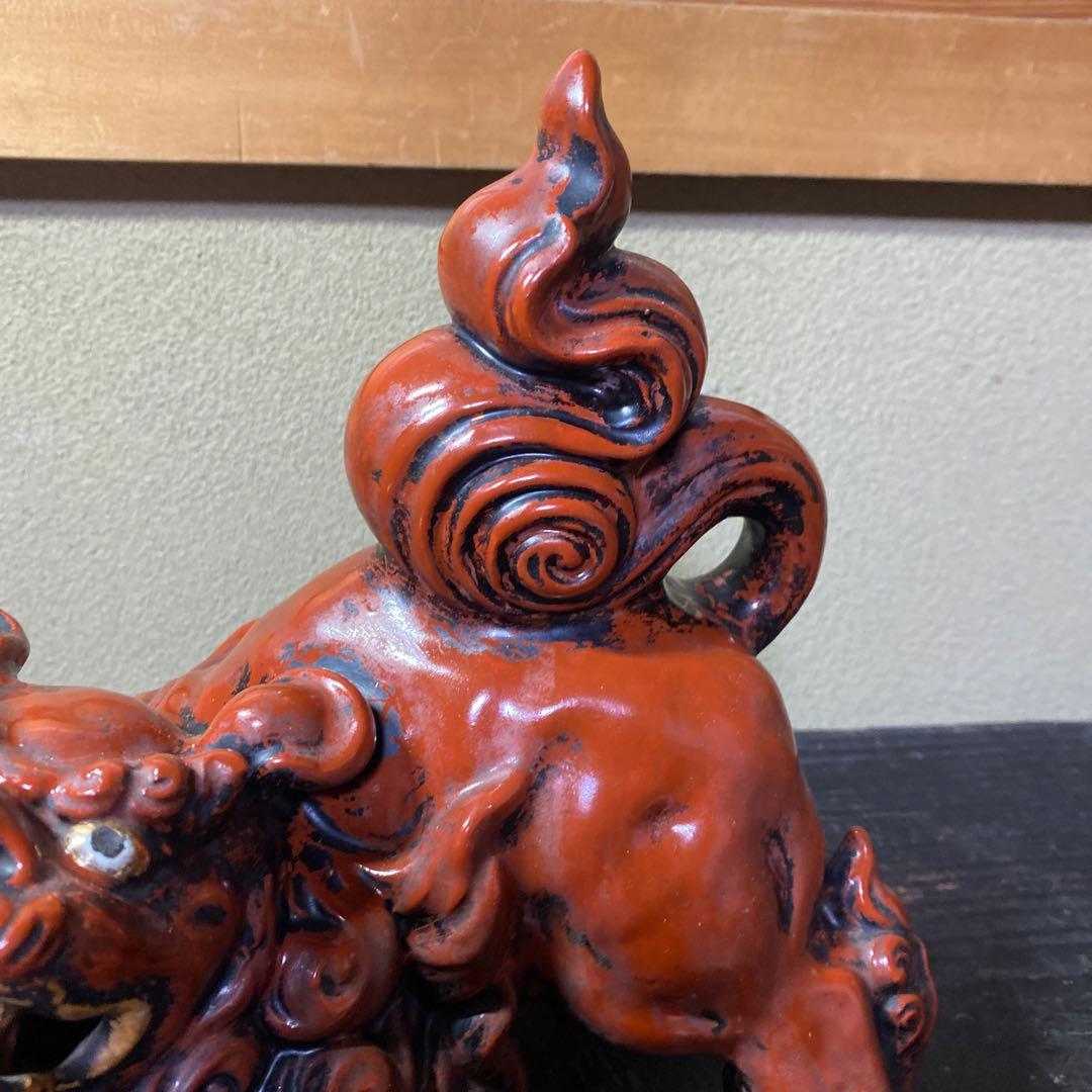 古九谷　赤唐獅子　置物