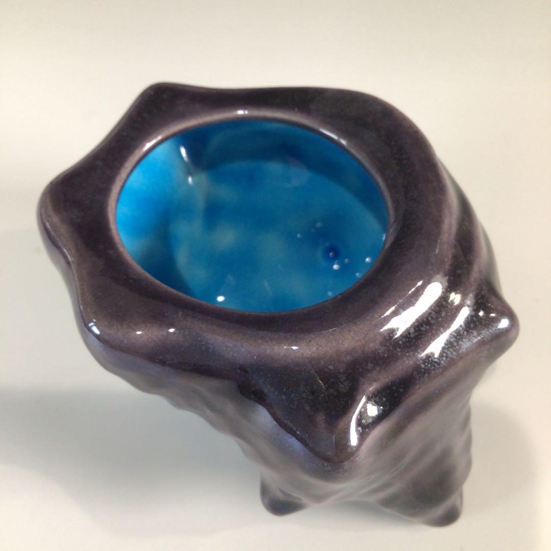 Ｐ４４２　七種蓋置　『鳴滝窯　橋本城岳造』『交趾釉』　共箱　茶道具