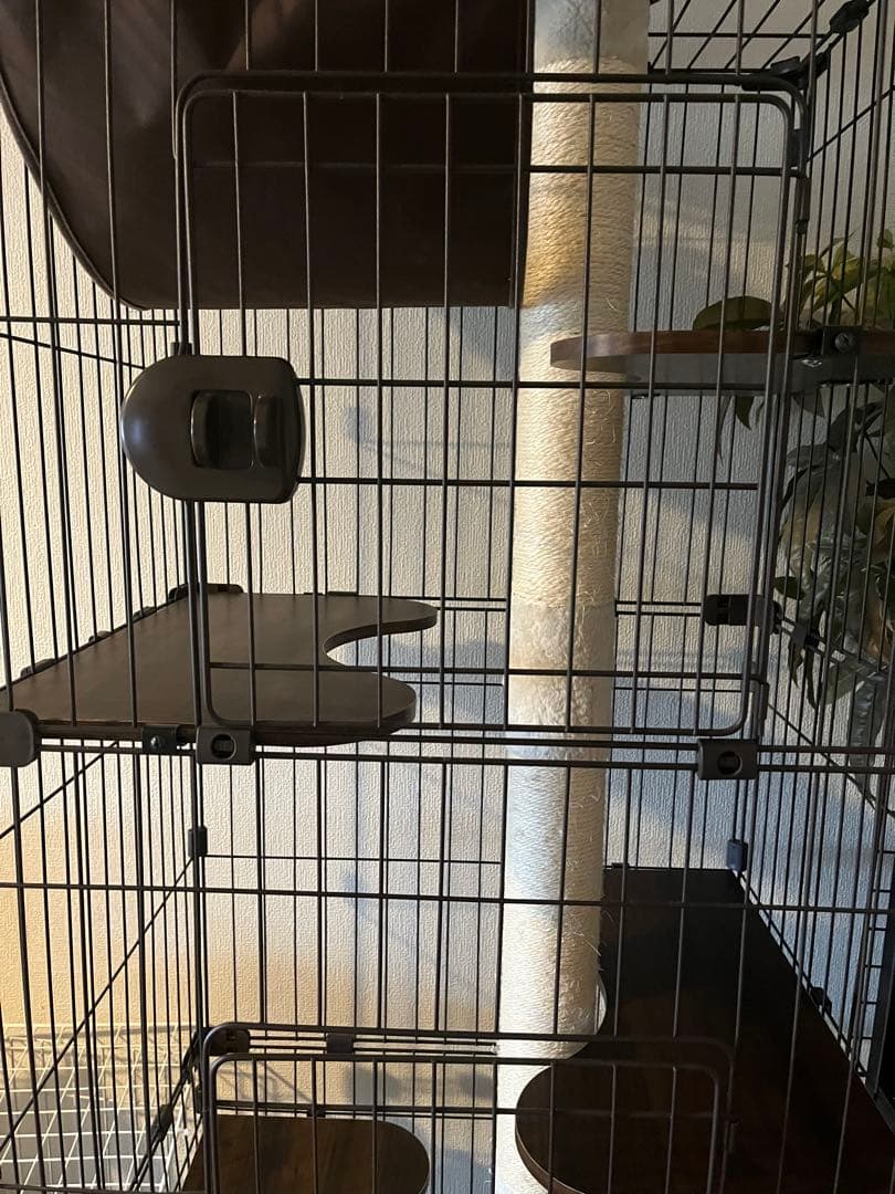 ブラウン 3段キャットケージ