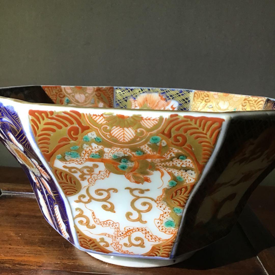 古伊万里　錦手　角鉢　極彩　献上