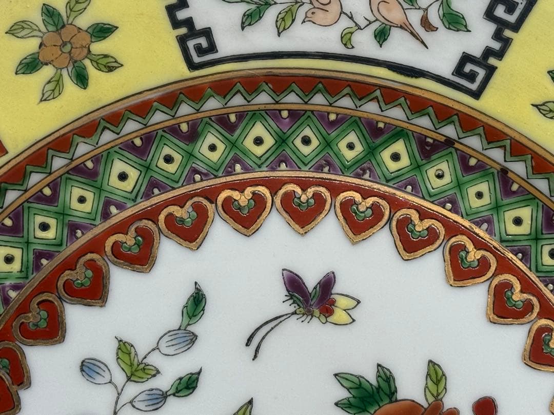 中国　1970年代　景徳鎮製　粉彩花果紋大皿5点　送料込み260104