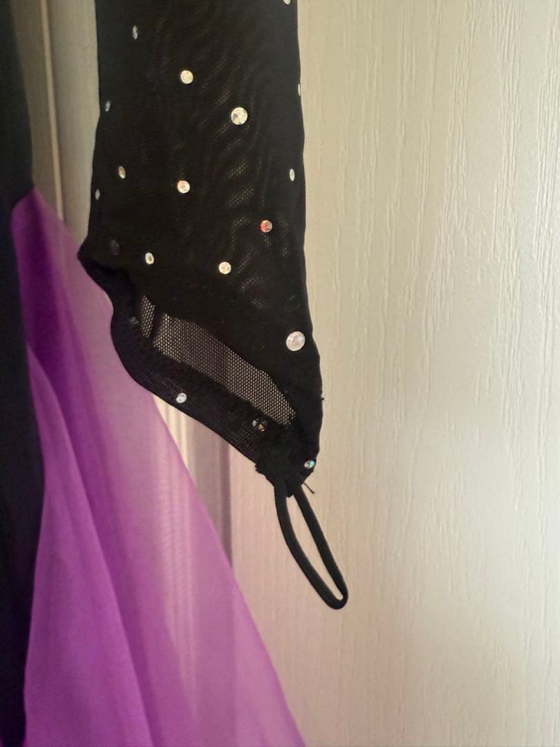 ★週末お値下中★社交ダンス用黒紫フレアドレス