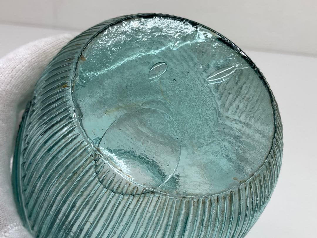 当時もの あめや瓶 縞模様 ガラス瓶 昭和初期