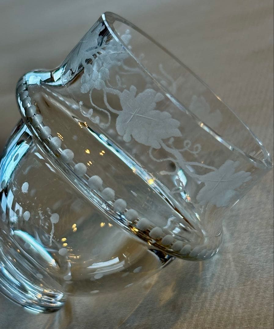 フランスアンティーク クリスタルハンドグラヴュール 手彫 葡萄柄 マスターポット