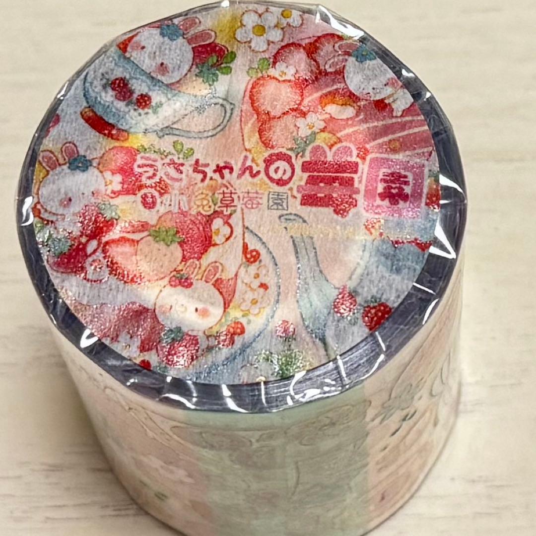 海外 PETテープ マスキングテープ うさちゃんの苺園