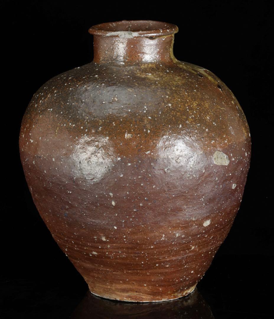 古陶 大壺 高さ37cm 6.2kg 自然釉 流釉 飾壺 民藝 古美術 骨董品