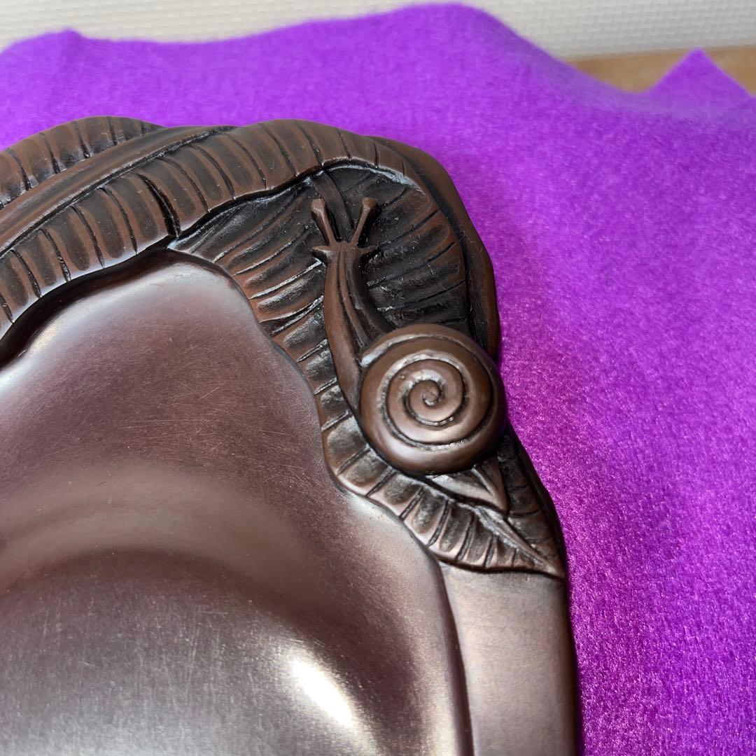 ⭕️赤間硯　カタツムリ彫刻　日下健一(研堂)作　19cm超　特殊研美品