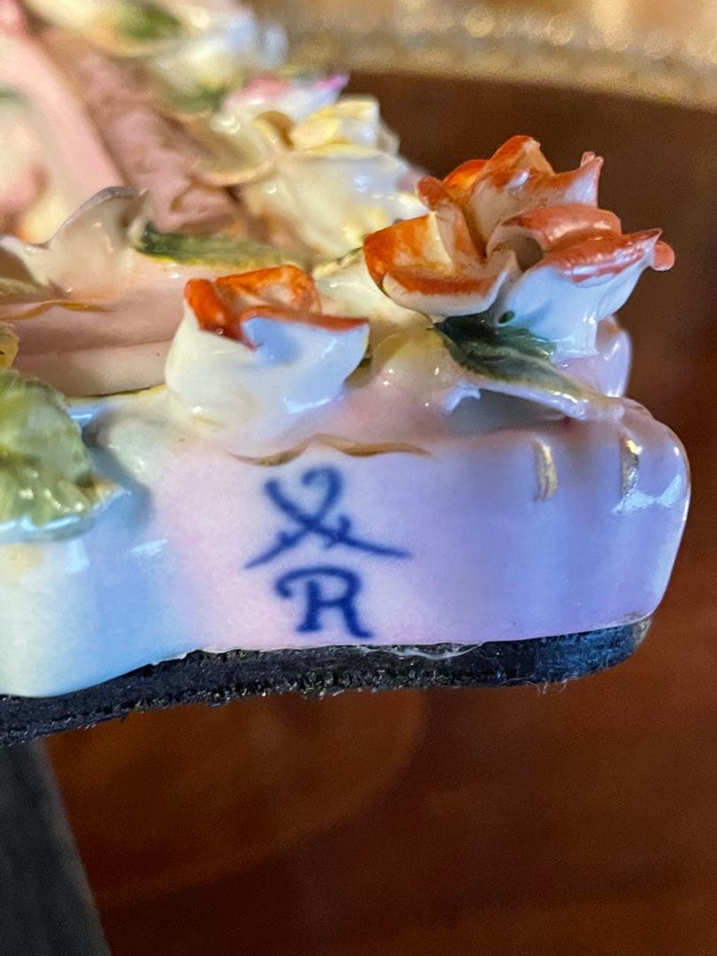 マイセン陶花と天使のミラー