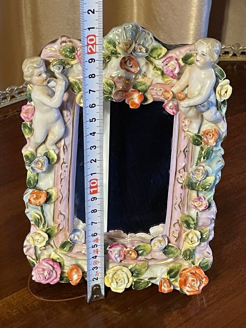 マイセン陶花と天使のミラー