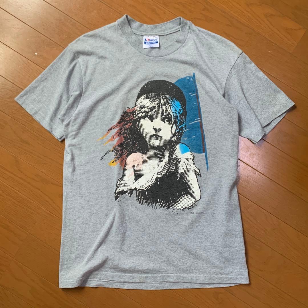 USA製80s◎OLD Hanes レミゼラブル 袖裾シングル グレー L