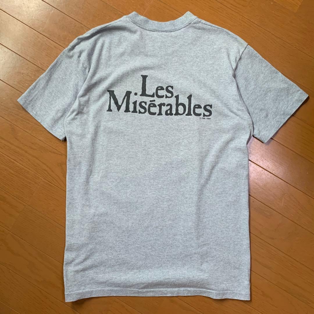 USA製80s◎OLD Hanes レミゼラブル 袖裾シングル グレー L