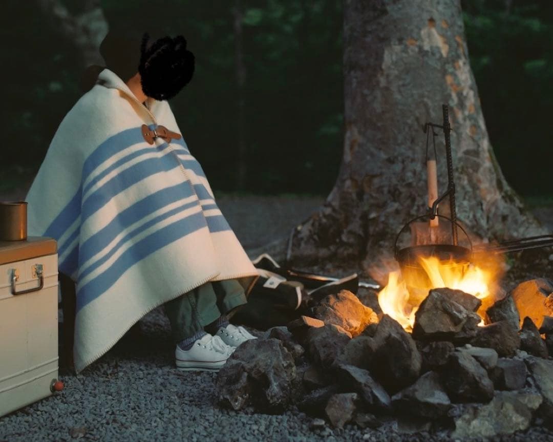 ⭕️マウンテンリサーチ　ベルト付ハーフサイズブランケット　ブラウンxグリーン