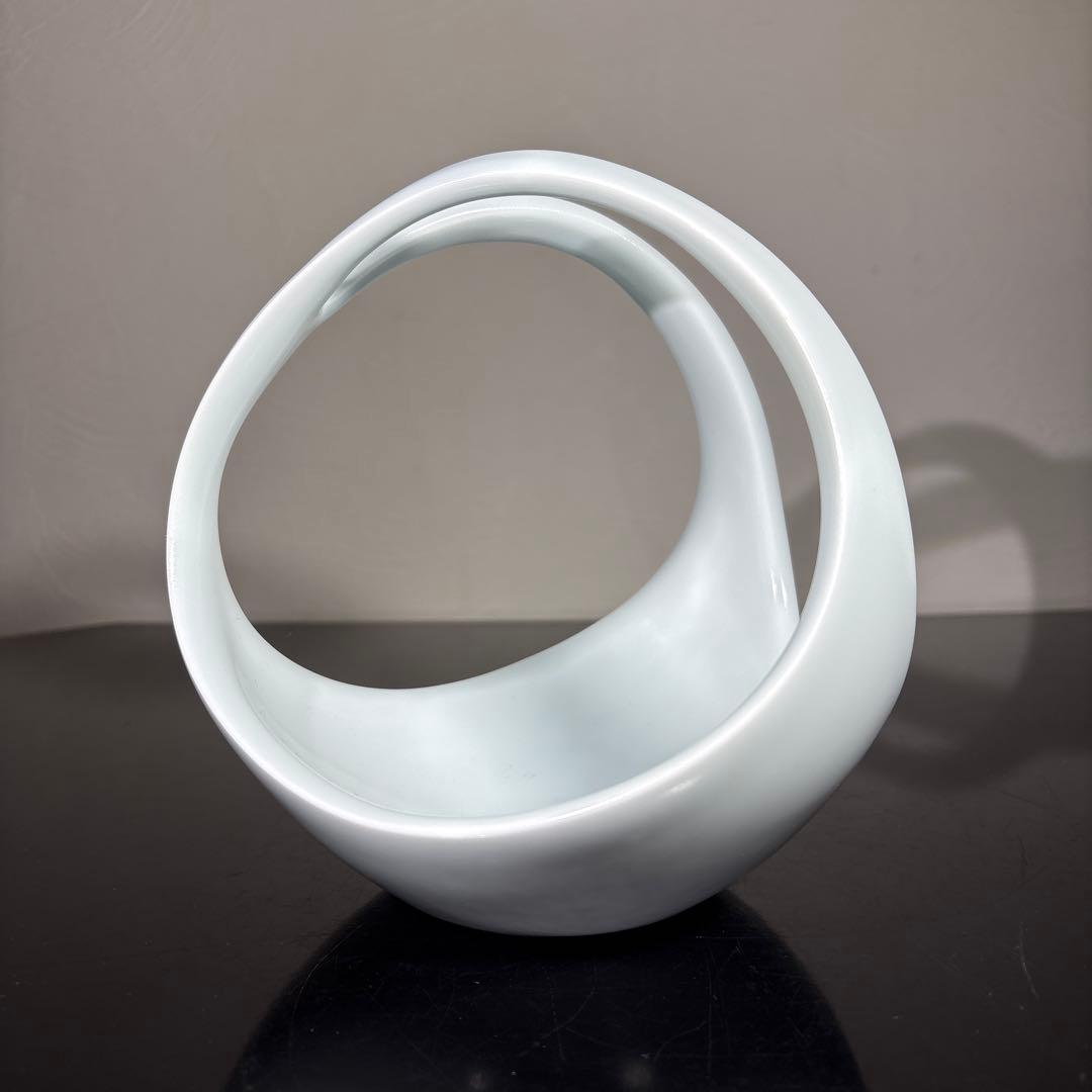 真作　人間国宝　前田昭博　白瓷手付鉢