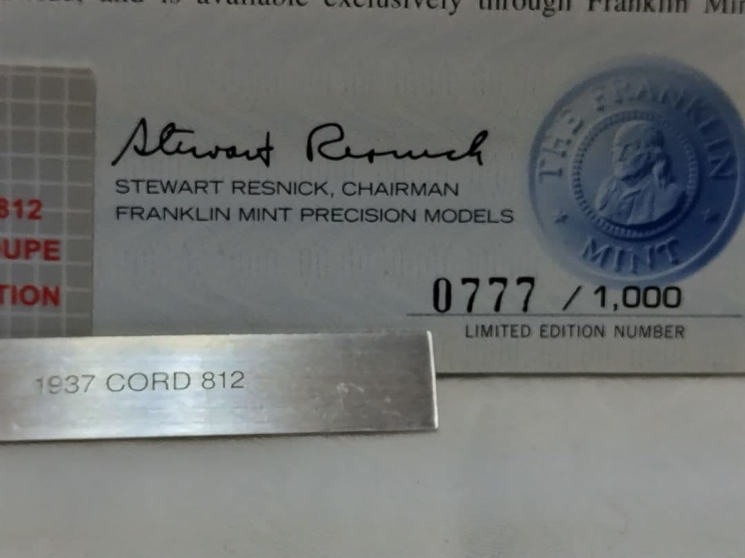 フランクリンミント　1937CORD812 フェートン　リミテッドエディション