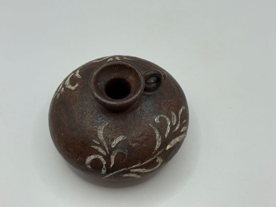 李朝　飴釉　唐草紋水滴　アンティーク　送料込み250515