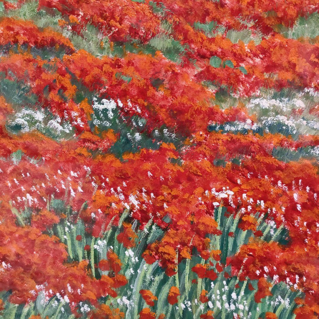 \"油彩画\"Ottorino Campagnari『ポピーフィールド』直筆サイン入