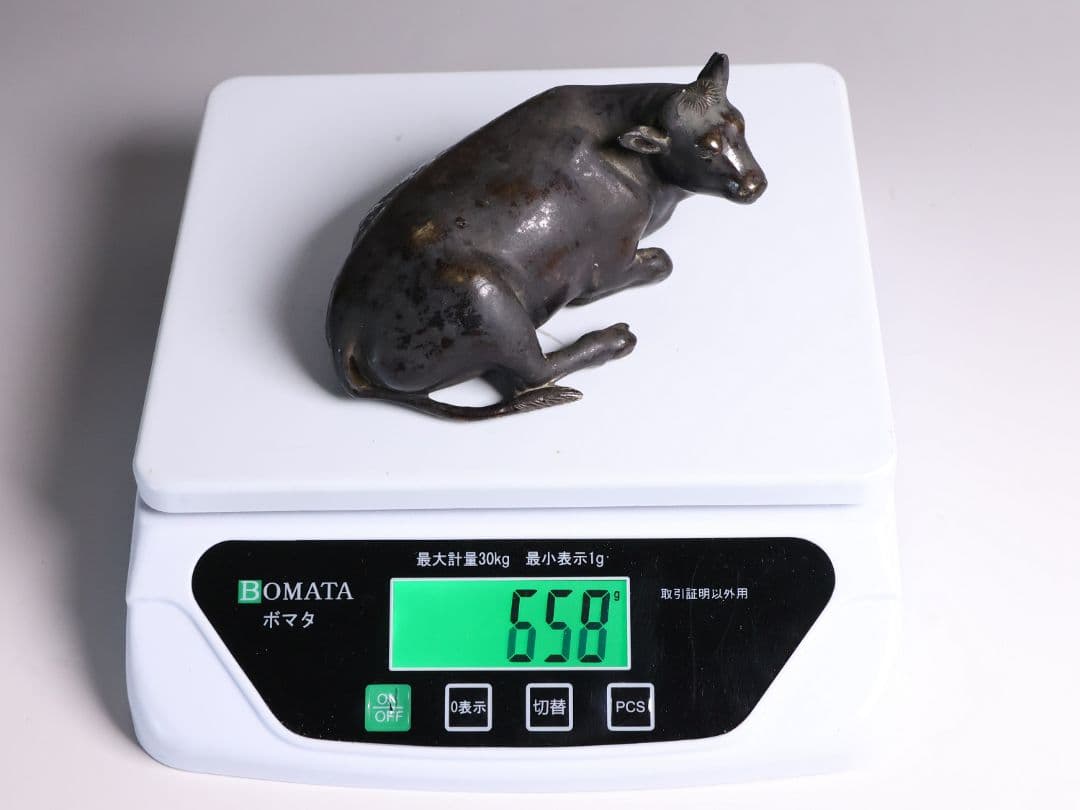 古銅 牛 置物 658g 金工 銅製 時代【MA831】