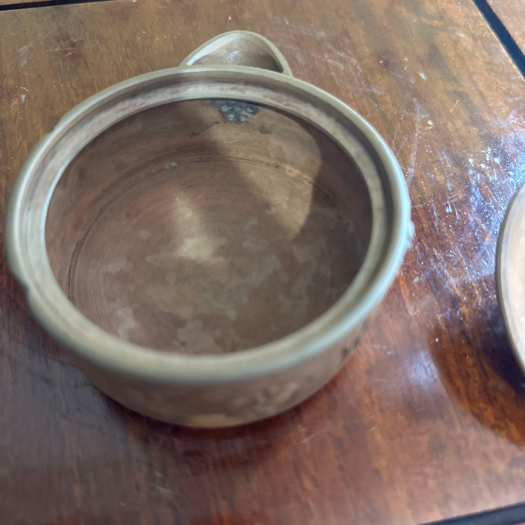 温故焼 温故 双獅子耳 宝瓶 暗香浮動　朱泥彫 茶器 茶道具