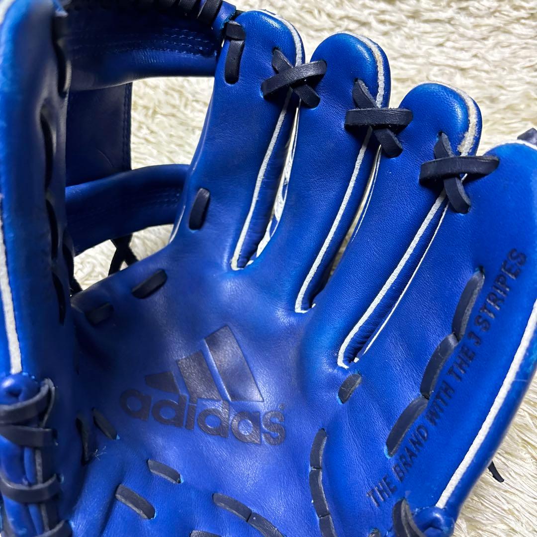 adidas アディダス 軟式 野球グローブ 一般 大人用 本革 希少ブルー 青