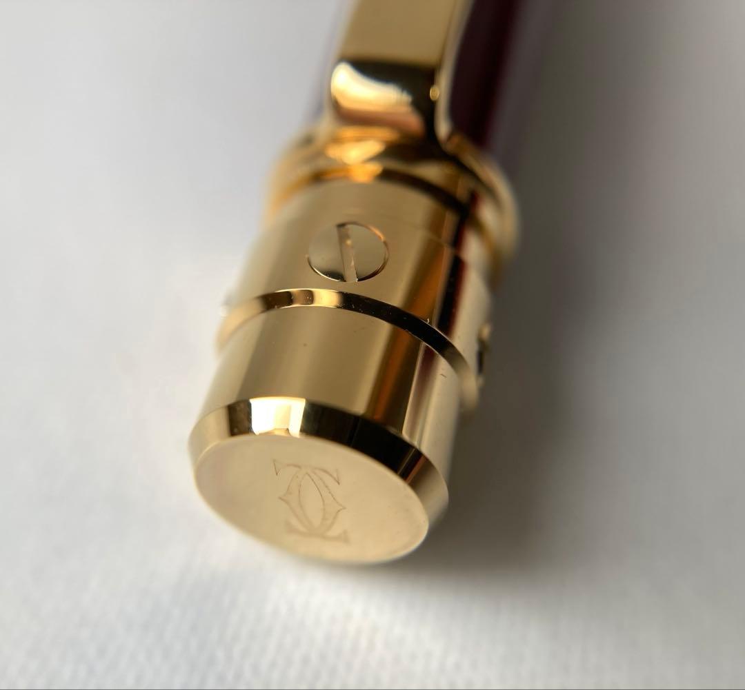 カルティエ　サントスドゥ　ビス　バーガンディ　イエローゴールド　ボールペン