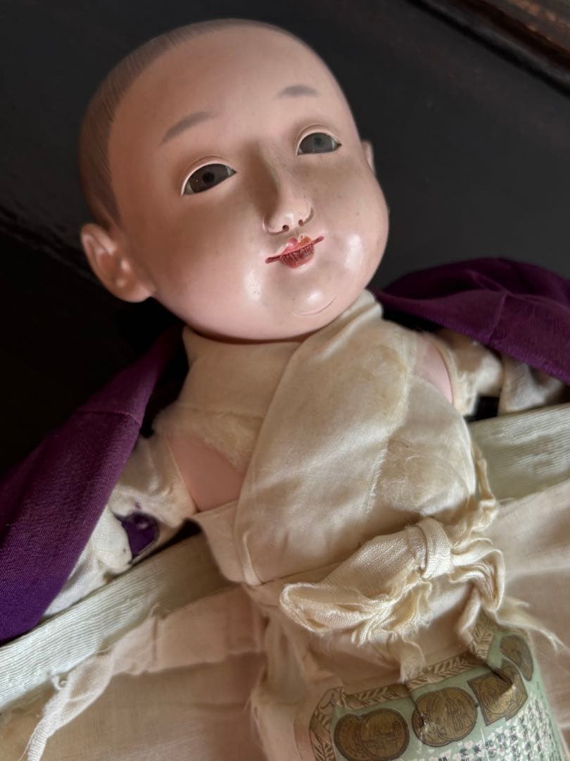 市松人形 竹内益次郎　吾妻人形　日本人形　大正　レトロ　約39cm 骨董　訳あり