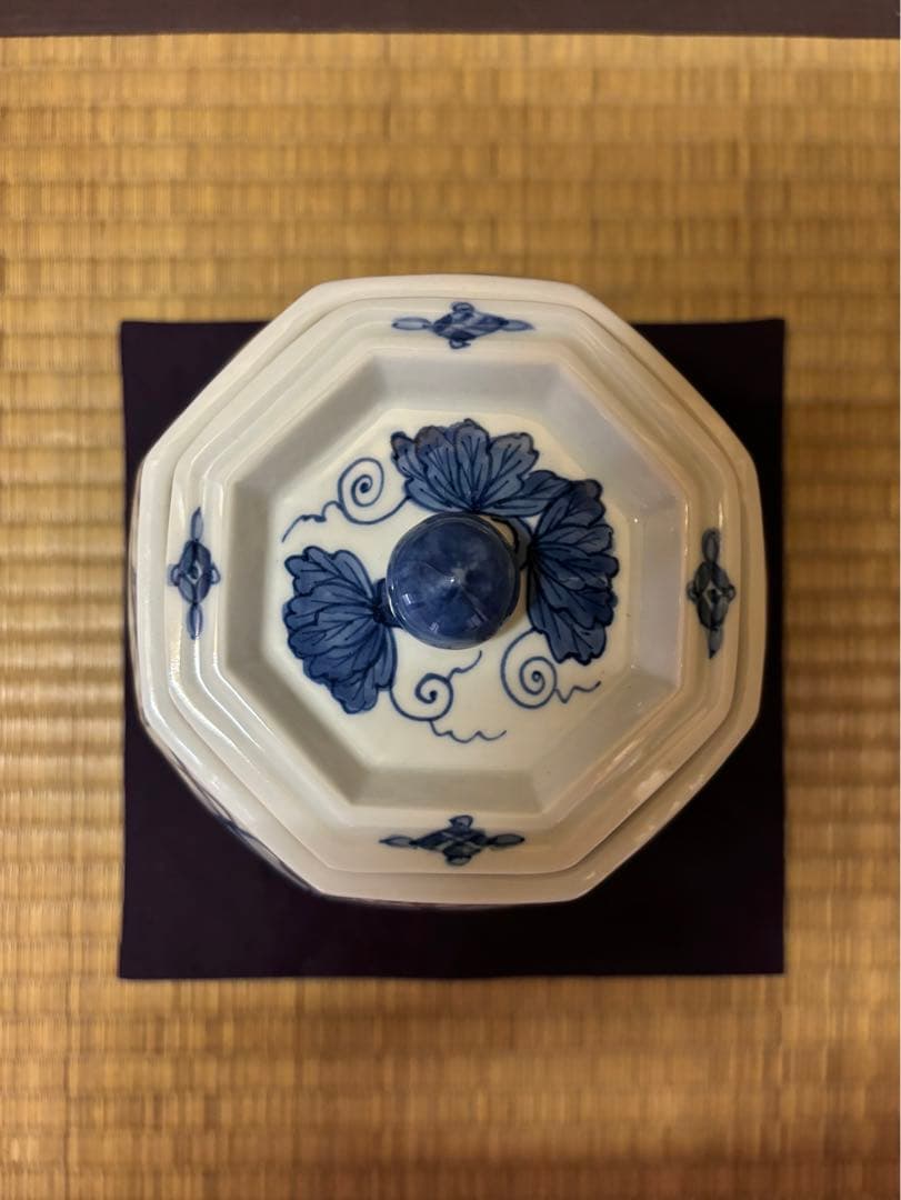 西村徳泉　染付　葡萄棚　水指　京焼