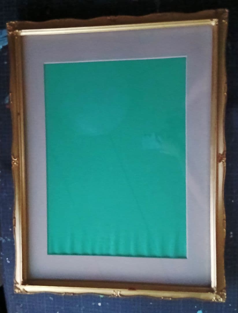 額縁　ゴールド装飾木製額縁 クリームマット付き