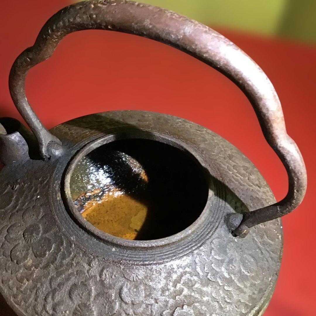 希少　平鉄瓶　桜花紋