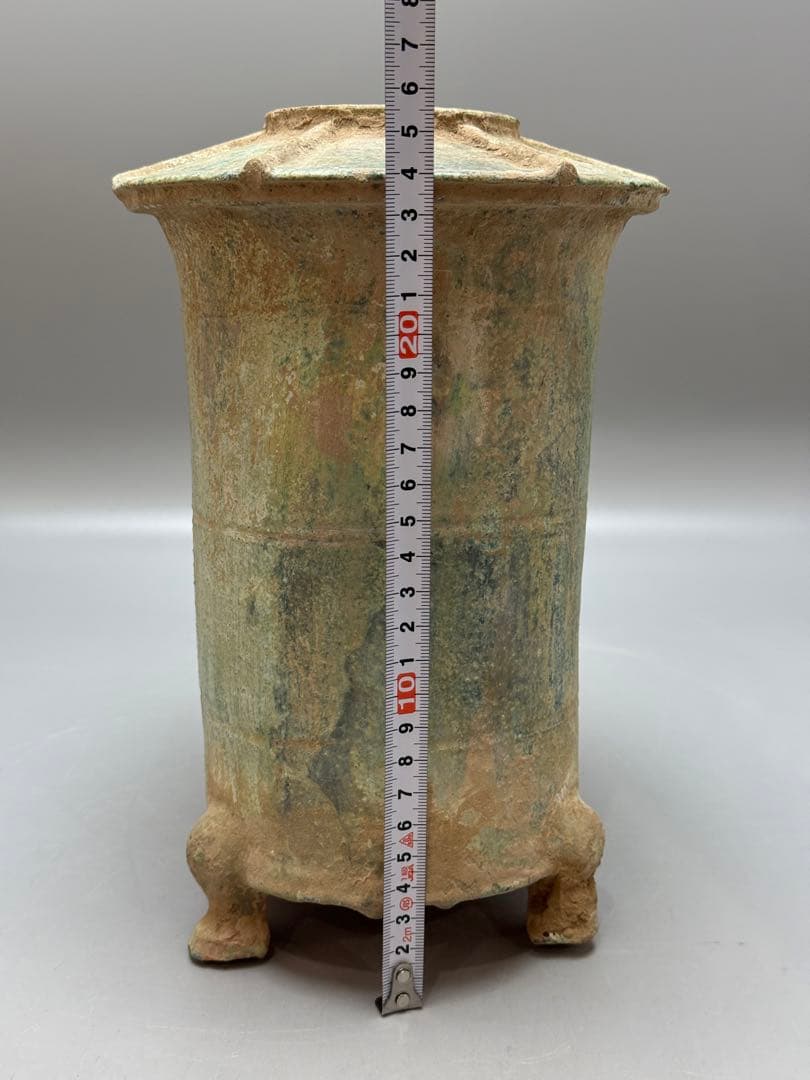 DT664 中国美術 漢緑釉 銀化 傘壷 古陶磁