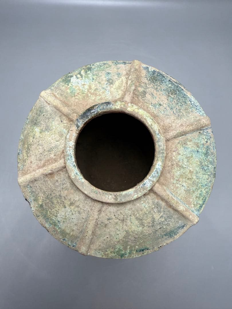 DT664 中国美術 漢緑釉 銀化 傘壷 古陶磁