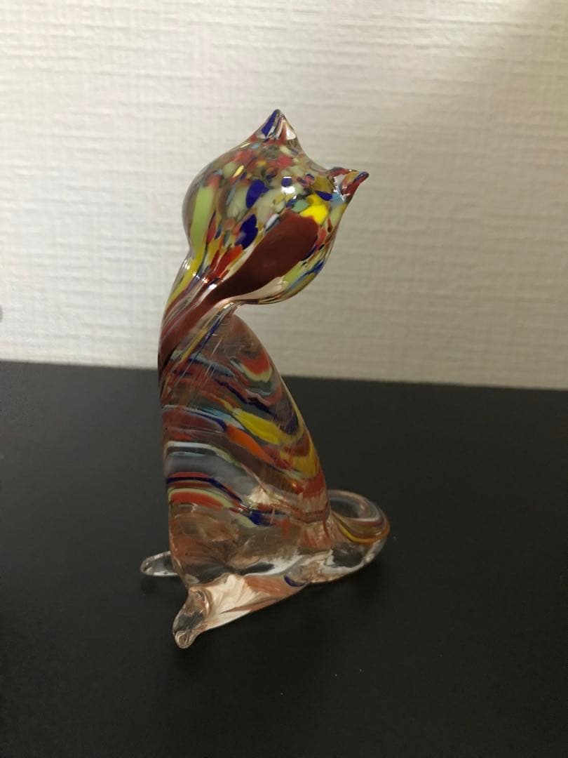 ベネチアンガラス Murano ムラノ　ムラーノ　猫　キャット　2点セット