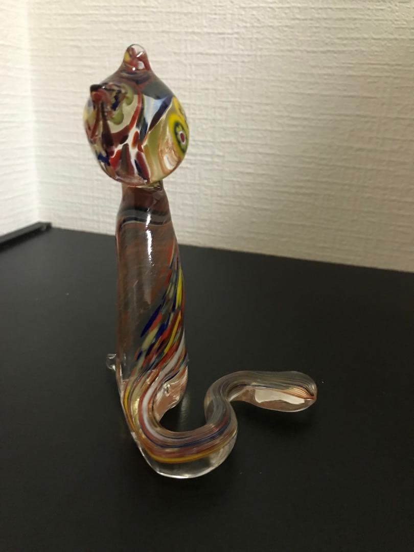 ベネチアンガラス Murano ムラノ　ムラーノ　猫　キャット　2点セット