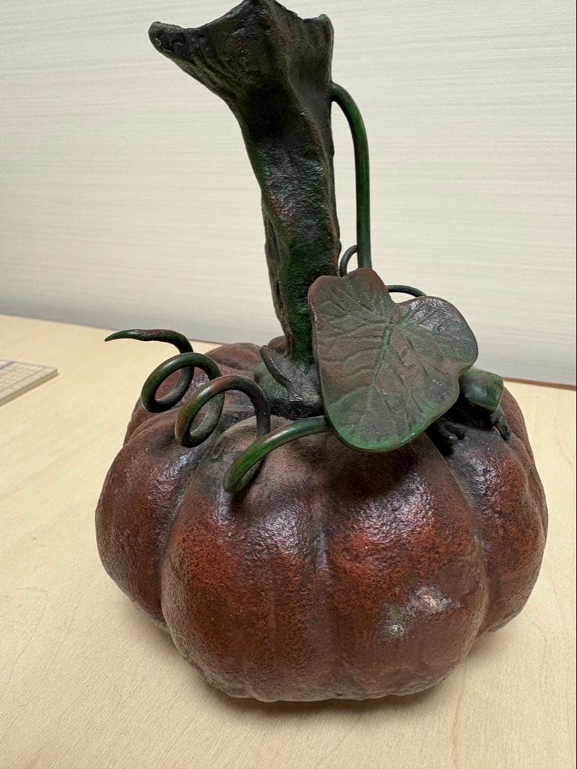 かえると南瓜 銅器　アンティーク花瓶