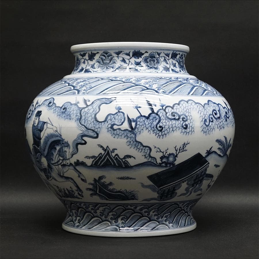 中国美術 中国古玩 特大染付花瓶 花生 飾壷 唐物 磁器 陶芸 古美術品