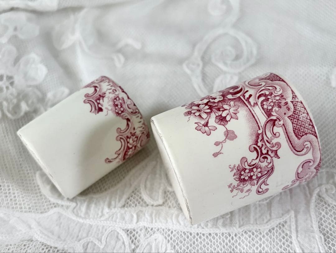 【美品】 フランスアンティーク ポット ２個 BFK DAUPHIN ロカイユ