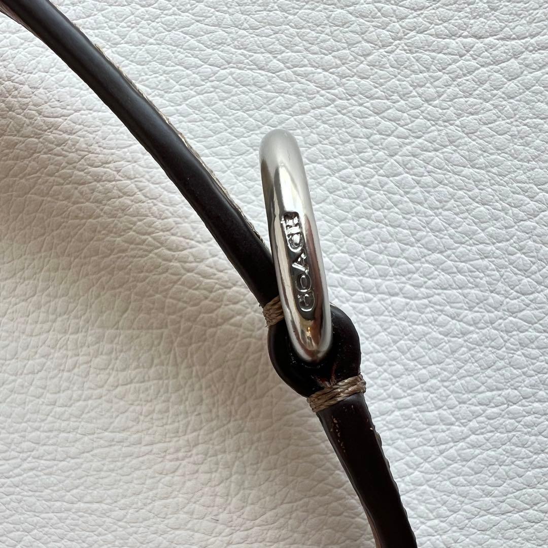 【未使用品】COACH 骨型チャーム付きレザー首輪 シグネチャー