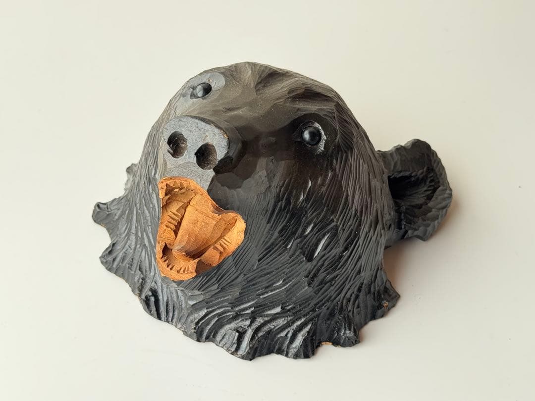 木彫り熊 お面 マスク 顔 昭和レトロ 熊 アイヌ 壁掛け 北海道