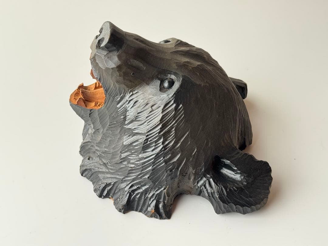 木彫り熊 お面 マスク 顔 昭和レトロ 熊 アイヌ 壁掛け 北海道