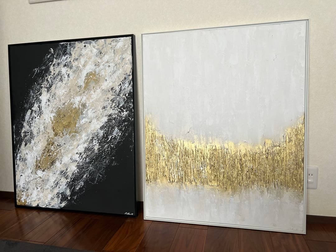 インテリア/絵画/アート/抽象画/モダン/ホテル/ホワイト/ゴールド/波動